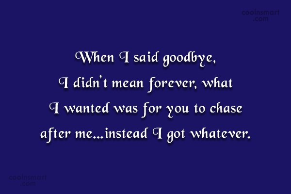 Quote When I Said Goodbye I Didn T Mean Forever What I Wanted Was Coolnsmart