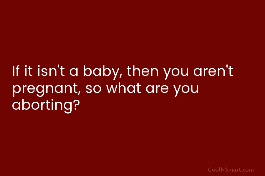 Quote: If it isn’t a baby, then you aren’t pregnant, so what are ...