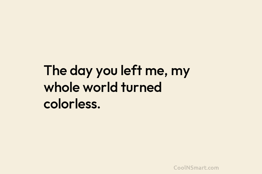 The day you left me, my whole world turned colorless.