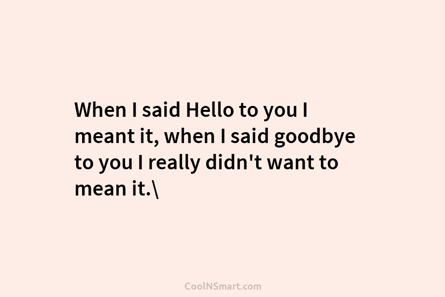 just wanted to say hello quotes
