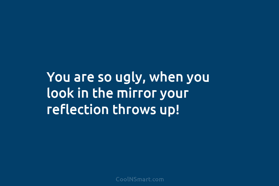 Quote: You are so ugly, when you look in the mirror your reflection ...